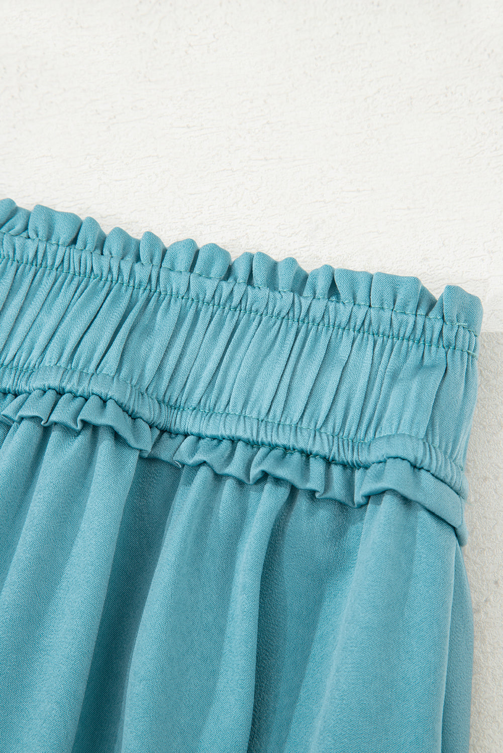 "Be Exclusive" Peacock Blue Drawstring Split Side Flowy Long Skirt