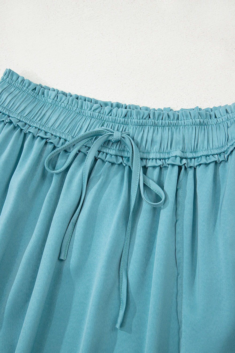 "Be Exclusive" Peacock Blue Drawstring Split Side Flowy Long Skirt