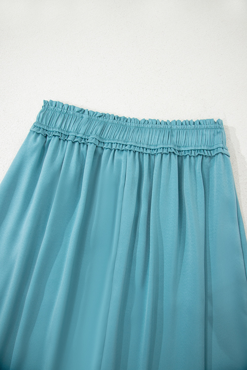 "Be Exclusive" Peacock Blue Drawstring Split Side Flowy Long Skirt
