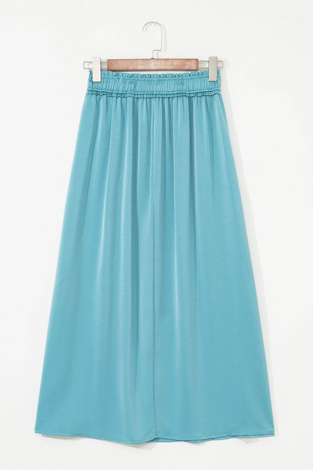 "Be Exclusive" Peacock Blue Drawstring Split Side Flowy Long Skirt