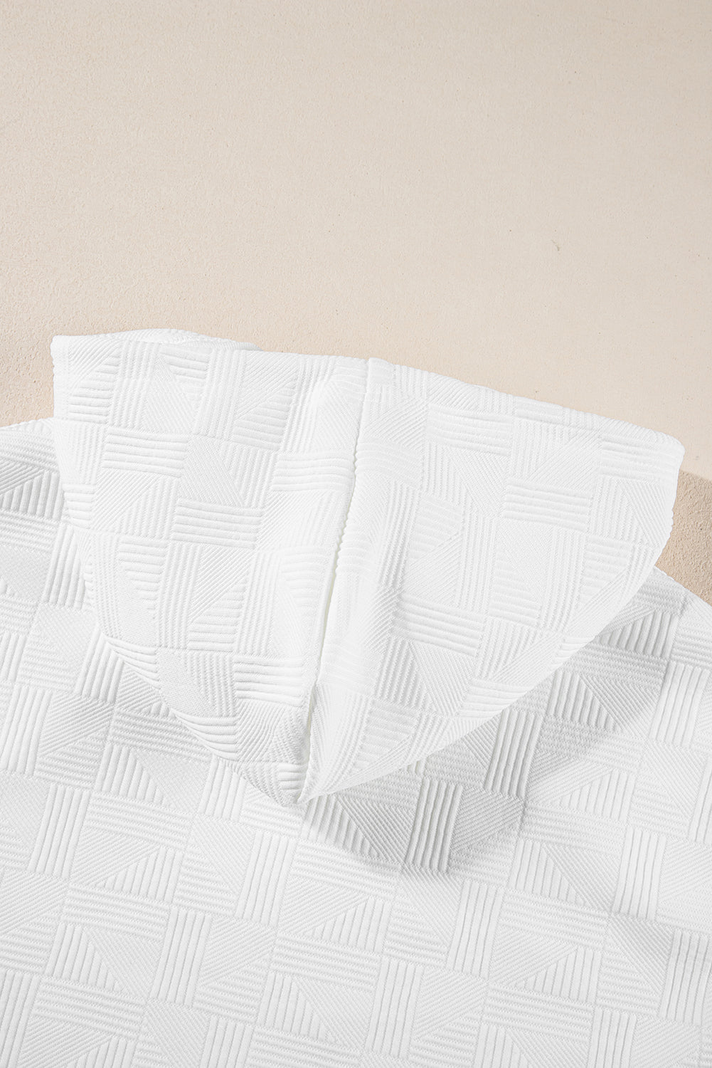 " Serena " White Textured Cropped Hoodie and Shorts Set